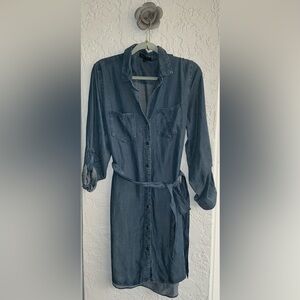 Velvet Heart Blue Denim Shirt Dress with Tie (NWOT)